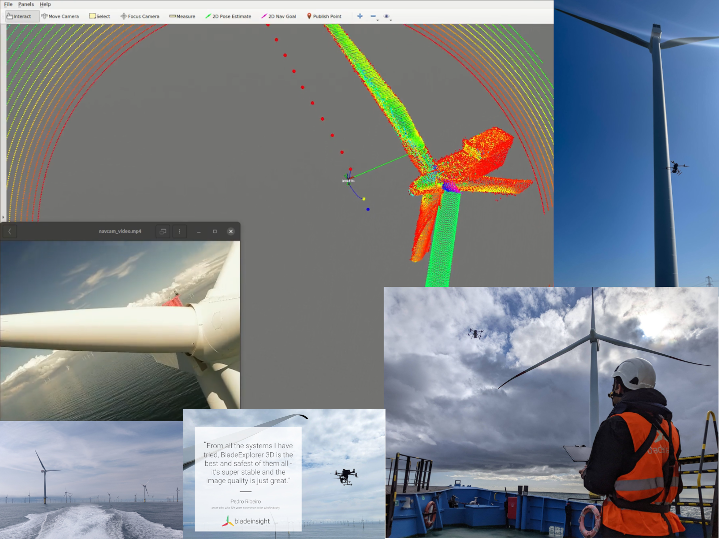 Development and Launch of BladeExplorer 3D, an autonomous drone solution for high-quality external blade data ||
          In a significant robotics project spanning nearly four years, I played a pivotal role in developing an
          autonomous UAV-based solution for inspecting wind turbines. Joining the team during its proof-of-concept stage,
          I contributed substantially through to its successful product launch. This solution, now operational in over 10
          countries, has serviced 958 turbines, encompassing 48 unique models, within just a year of its launch.
          My expertise was particularly instrumental in critical field missions, where I was often recognized as the go-to
          specialist. My deep understanding of the system was crucial in resolving issues quickly and ensuring smooth
          operation. A notable achievement was the successful deployment of our solution in offshore environments,
          demonstrating adaptability and competence in high-pressure, challenging conditions.
          My technical contributions encompassed developing advanced perception and navigation algorithms for the UAVs,
          utilizing sensors like LiDAR, cameras, and IMUs. My work involved leveraging knowledge in areas such as forward
          and inverse kinematics, optimization, collision-free motion planning, control system design, rigid body
          dynamics, geometry, and linear algebra. I was also responsible for ensuring the reliability of the code through
          extensive validation processes, including Hardware-In-The-Loop (HITL) simulations, Continuous
          Integration/Continuous Deployment (CI/CD) strategies, static code analysis, and profiling. My approach to
          maintaining code quality involved peer-reviewed processes via pull requests, with a keen awareness of compile
          times.
          During this project, I expanded my technical repertoire by learning and implementing third-party tools like PCL,
          OMPL, Orocos, and the Ceres solver. The details of the UAV wind turbine inspection solution I worked on can be
          found at <a href='https://www.bladeinsight.com/inspection-solutions.html#A' target='_blank'>BladeInsight
            Inspection Solutions</a>. My time on this project not only contributed to its success but also significantly
          enhanced my expertise in robotics and autonomous systems.