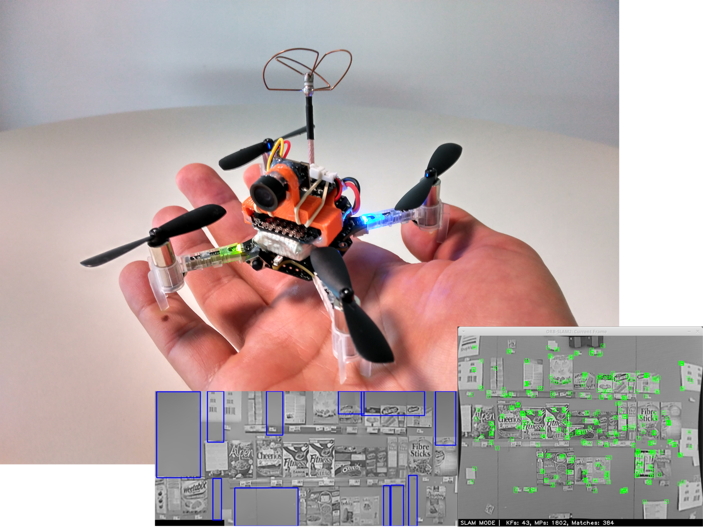 Master Thesis: Development of a Software Framework for Indoor Mini Drone Applications || 
          In my master thesis, conducted in partnership with Fraunhofer AICOS, I focused on developing a
          software framework to facilitate the creation of applications utilizing mini drones in indoor environments.
          The project involved customizing the Crazyflie 2.0 platform, making it suitable for this specific
          application. The goal was to provide a tool that would simplify the process for developers to integrate
          mini drones into diverse indoor settings using a monocular visual odometry algorithm and sensors like a camera and IR distance sensors.
          One of the key applications demonstrated in this project was the use of drones in a retail environment.
          This illustrated the practical utility and versatility of the framework in a real-world scenario. The
          portfolio includes an image showing the modified Crazyflie 2.0 platform on my hand, along with a screenshot
          depicting the drone's use in a retail setting. For a detailed insight into the project, the complete master
          thesis is accessible <a href='https://hdl.handle.net/10216/107646' target='_blank'>here</a>. This project marked
          my initial foray into and provided a substantial learning opportunity in areas such as visual odometry, SLAM
          (Simultaneous Localization and Mapping), drone hardware, and state-of-the-art drone technologies.